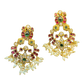 Multi Coloured - Large - Antique Gold Finish Traditional Earrings - Bollywood - Weddings - AE2609 P