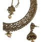 Gold/Clear - Medium - Antique Gold Finish Necklace Set with Earrings - DAJ474 H 0724