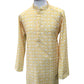 Haldi Yellow - Self Woven Cotton Men's Rich Churidar Kurta Set  -  YD2303 VY0323