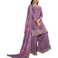 Lilac - Simple / Classy Ladies Indian Palazzo Trousers Suit with Rich Dupatta - Size 20 (46") - VF67836 TK1024