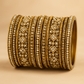 Gold Stone and Pearl - Antique Gold Finish Bangles Set (Set of 18) - UK stock - SM, M, L, XL JAN2611 05P25