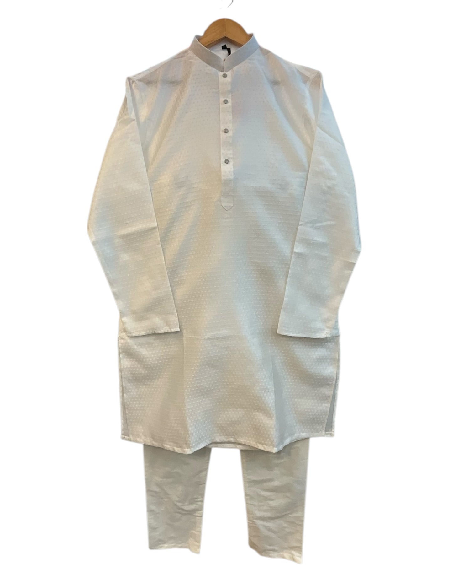 White - Banarasi Handloom Brocade Mens Indian Kurta set - UK Stock - Weddings / Walimas , Sangeet, Diwali, Eid, Mehndi / Henna - VEE2521 KJ
