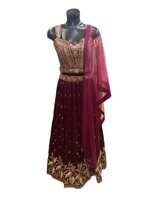 Beautiful Magenta Lehenga Set - Size 16(42") - UK Stock - 24h Dispatch - KTC2439 VC0124