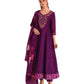 Purple / Wine - Simple / Classy Ladies Indian Trousers Suit with Printed Dupatta - Size 12 (38") - LL22602 VV 1024