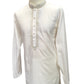 Off White - Cotton  Mens Kurta Set with Thread Embroidery- Sangeet Mehendi Haldi - KCS1038 KV 1123