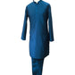 Turquoise Blue - Mens Plain Silky Kurta Set with matching smart trousers - Great with Waistcoats YD2320 KJ 0623