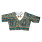 Turquoise - Tie / Dye Printed Crepe Saree / Lehenga blouse - 40" Bust (UK 14) Can be let out to size 16  - B209 01KP25
