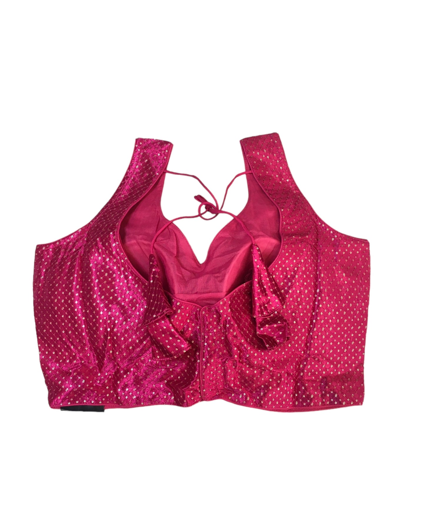 Magenta - Gaji Sequins Silky Saree / Lehenga blouse - 38" Bust (UK 12) Can be let out to size 16  - AF2407 KY 0324