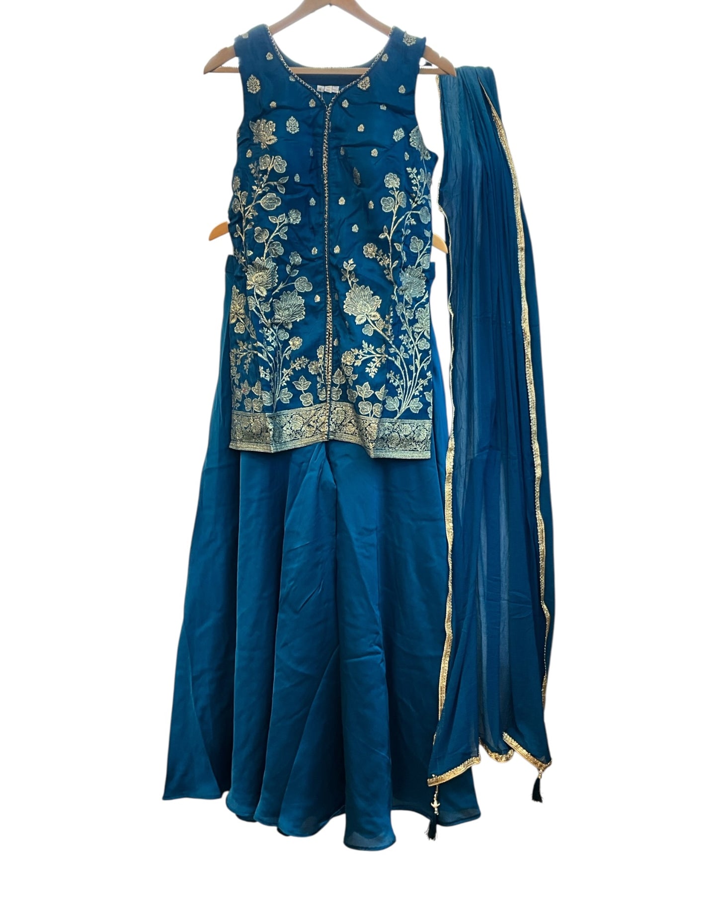 UK 16 / 42" - Turquoise Blue - Ladies Sharara / Palazzo Trousers Suit - UK Stock - Sangeet / Henna / Weddings - DIL9426 TA