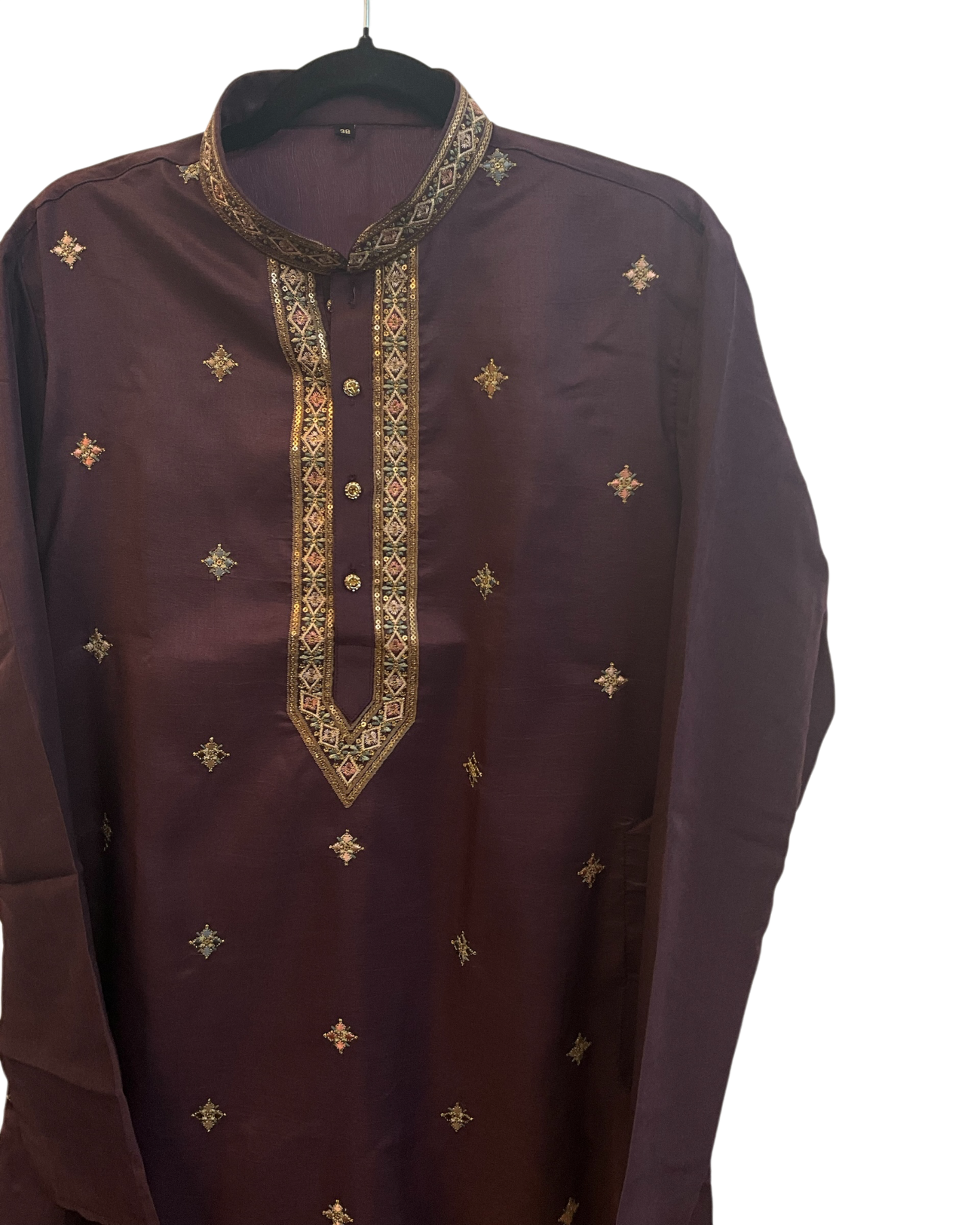 Wine - Soft Cotton Silky Mens Kurta Set with Neck Thread Embroidery- Sangeet Mehendi Haldi - KCS1025 06VY26