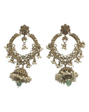 Mint Green - Large - Antique Finish Traditional Earrings - Bollywood - Weddings - NIR818 C 0724