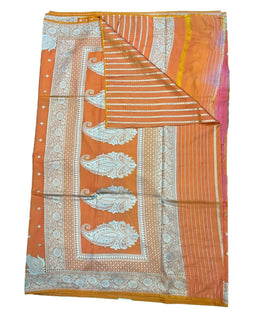 Light Orange - Classic Banarasi Soft Silky Saree with Blouse Piece - UK stock - 24hr Dispatch - UST2501 VT