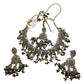 Blue - Large Size Antique Gold Finish Necklace Set with Earrings & Head Piece - Bollywood - AE2513 08KK25
