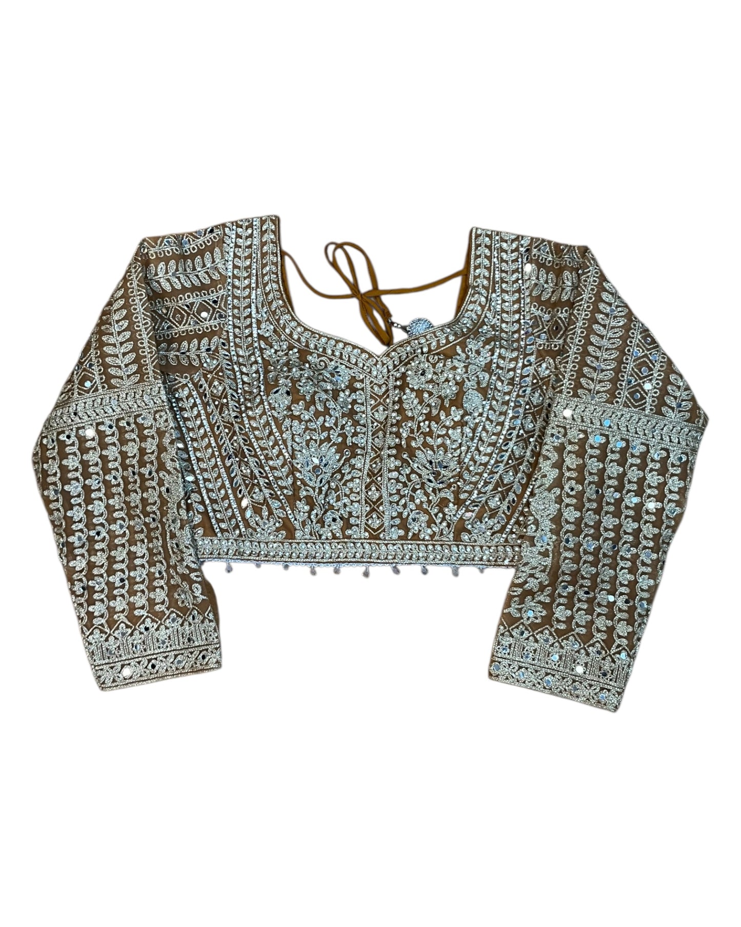 Full Mirror Work Gold Lehenga Set - Size 12 (38") - UK Stock - 24h Dispatch - KTC250655 JJ