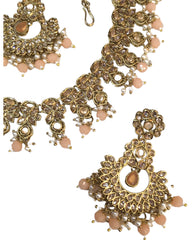 Peach - Large Size Necklace Set with Earrings - PRI1752 KK 0424