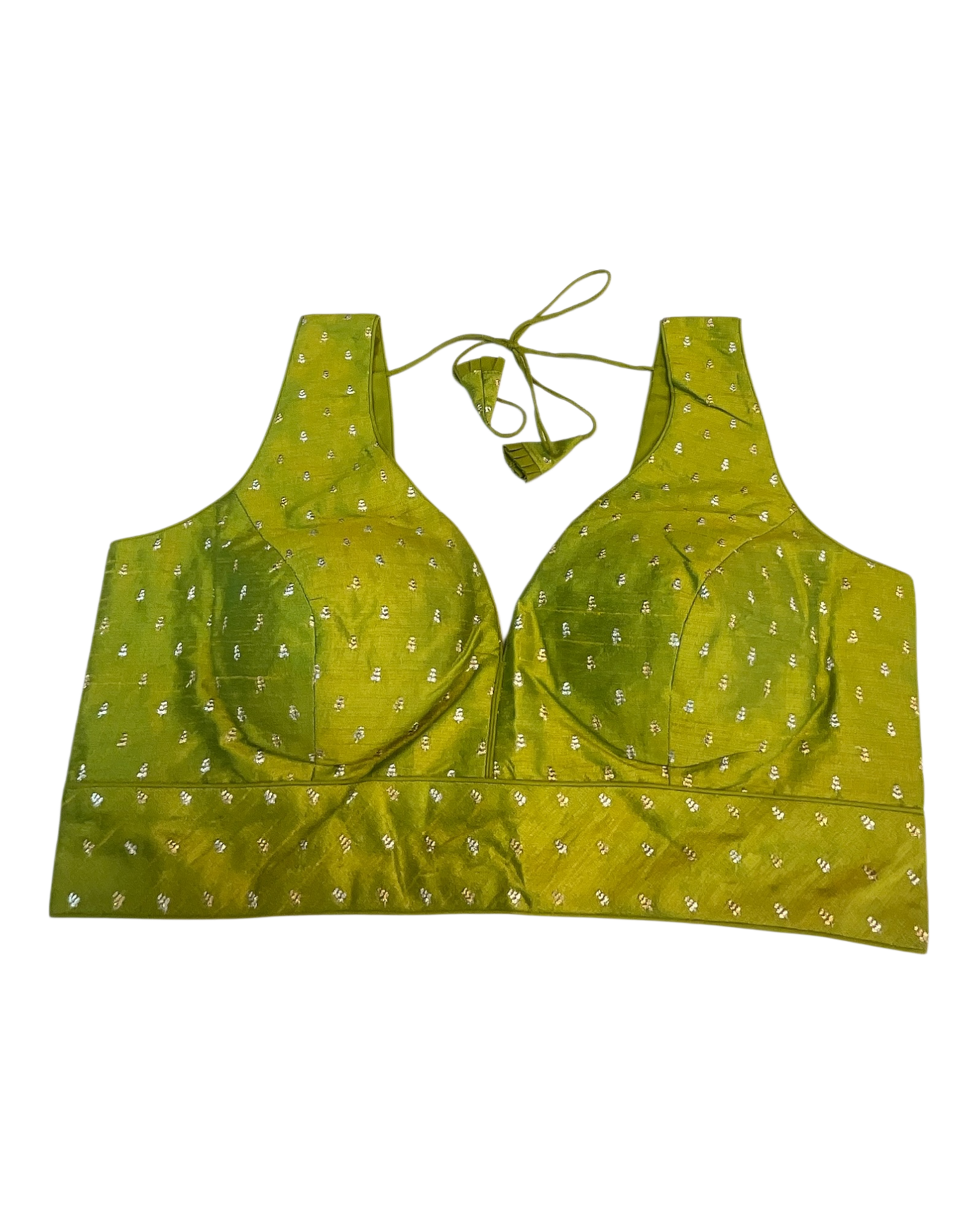 40" / UK 14 - Lime Green - Silky Designer Saree blouse with cups,  Sleeveless - UK Stock - Quick Delivery - RNK - R717 KV