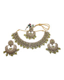 Mehendi Henna Green - Large Reverse Stone Choker Necklace set - Bollywood - Weddings - MNA922 H 0923