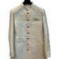Cream - Classic Banarasi Handloom Gold Brocade Sherwani with Gold Buttons - UK Stock - BS789 08JC25