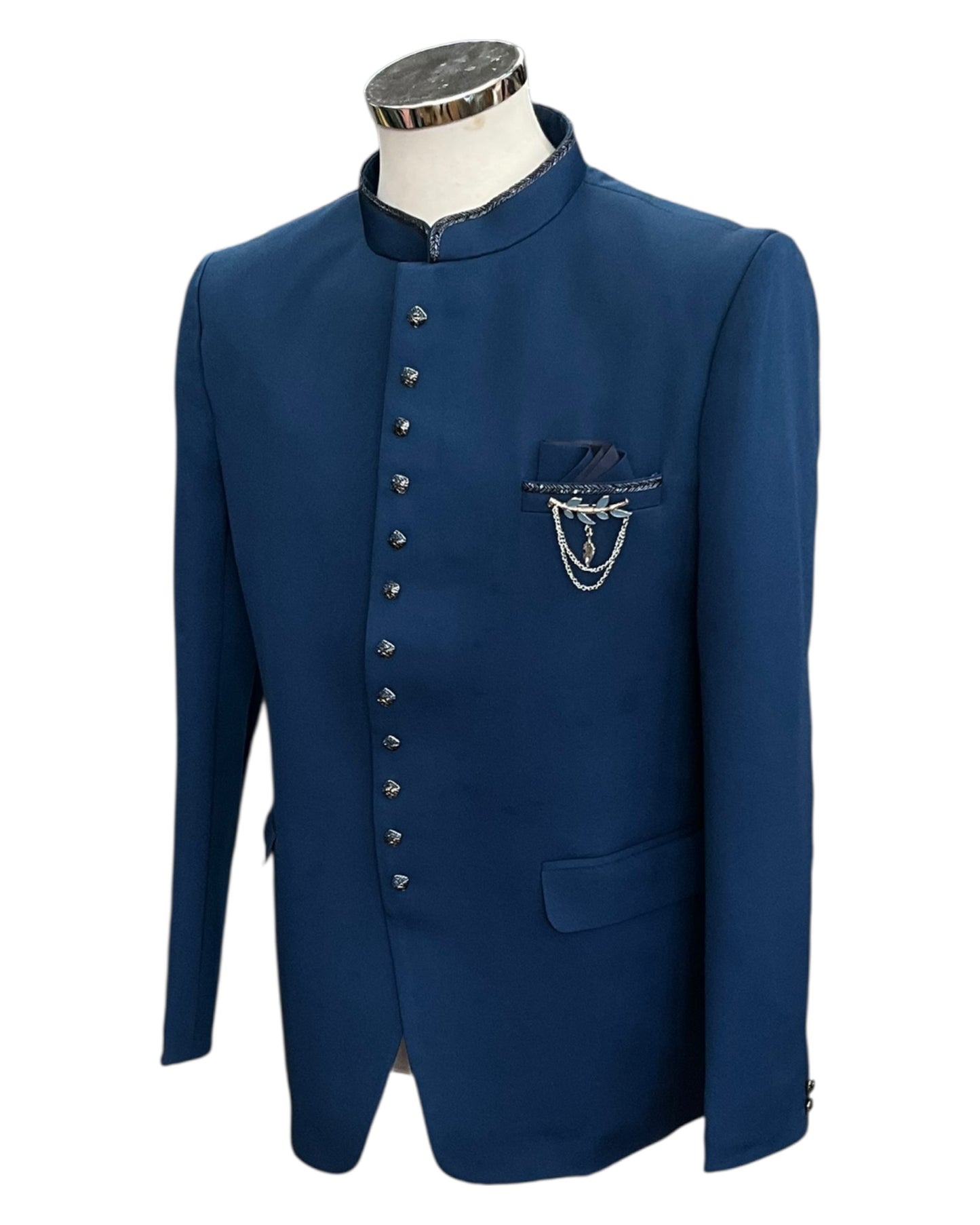 Petrol Blue - PREMIUM Slim Fit Mens BandhGala / Prince / Chinese Collar Jacket - Fantastic Fit - CS2512 09TY25