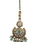 Sea Green - Large - Antique Gold Finish Traditional Tika Head piece - Bollywood - Weddings - PRI1773  11V24