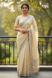 Lemon Yellow - Chiffon -Fancy Party Saree with Blouse Piece - SP2408 11VT24