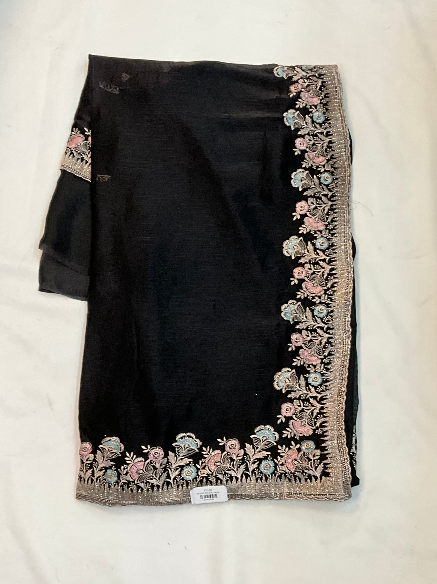 Black - Fancy Party Saree with Blouse Piece - UK stock - 24hr Dispatch - SP2607 KH