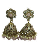 Pink - Medium - Antique Finish Traditional Zhumki Earrings - Bollywood - Weddings - CH535 V 0724