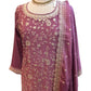 Lilac - Simple / Classy Ladies Indian Palazzo Trousers Suit with Printed Dupatta - Size 16 (42") - VF66846 TK1024