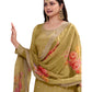 Beige - Simple / Classy Ladies Indian Palazzo Trousers Suit with Printed Dupatta - Size 14 (40") - VF67832 TK1024
