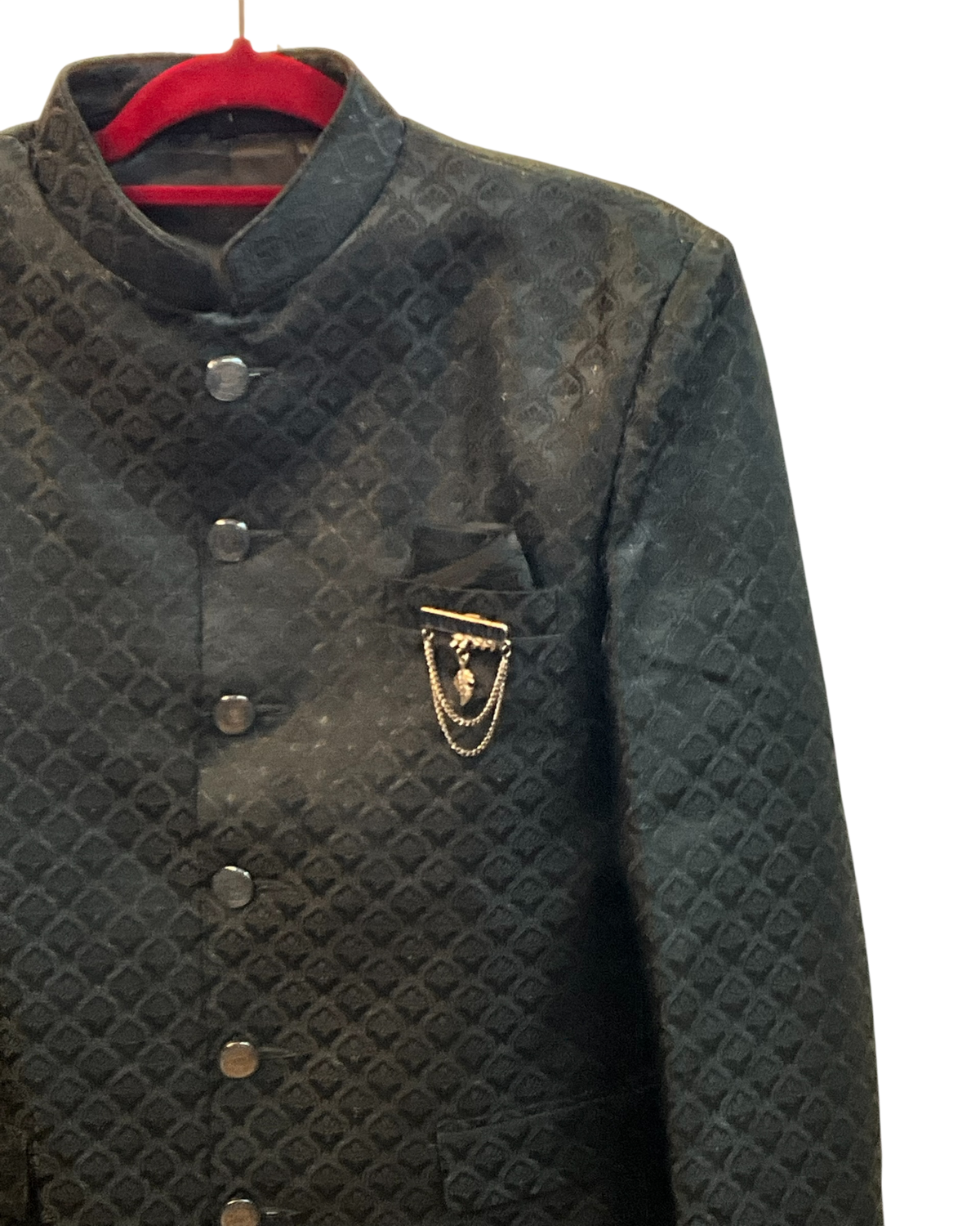 Black - PREMIUM Slim Fit Mens Self Brocade BandhGala / Prince / Chinese Collar Jacket - Fantastic Fit - CS2702 09TY26