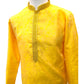 Haldi Yellow - Silky Self Brocade Mens Kurta Set - Wedding Sangeet Mehendi Haldi - SHU2309 KT 0923