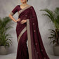 Wine - Fancy Party Saree with Blouse Piece - UK stock - 24hr Dispatch - SP2603 VY
