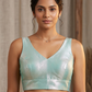 Size 38" / UK 12 - Mint Green - Silky Saree blouse with cups,  Sleeveless - UK Stock - Quick Delivery - RNK - R722A-KY