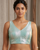 Size 38" / UK 12 - Mint Green - Silky Saree blouse with cups,  Sleeveless - UK Stock - Quick Delivery - RNK - R722A-KY