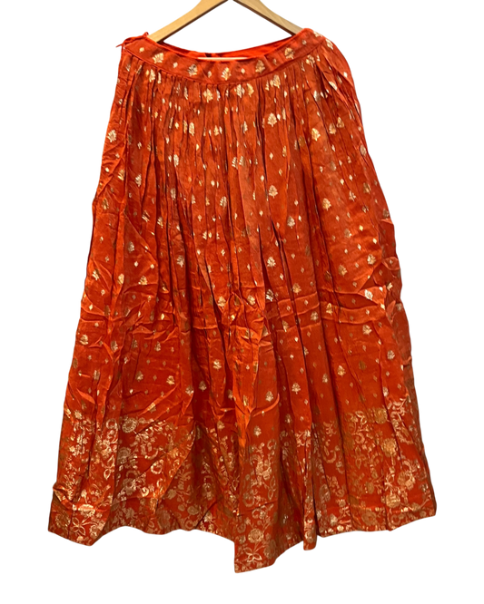 Size UK 12 (38" Bust) Adjustable to Size 14 - Orange - Silky Lehenga Set - Mehndi / Sangeet / Bridesmaids / Weddings / Garba  - UK Stock - 24h Dispatch - JF10468 05PA26