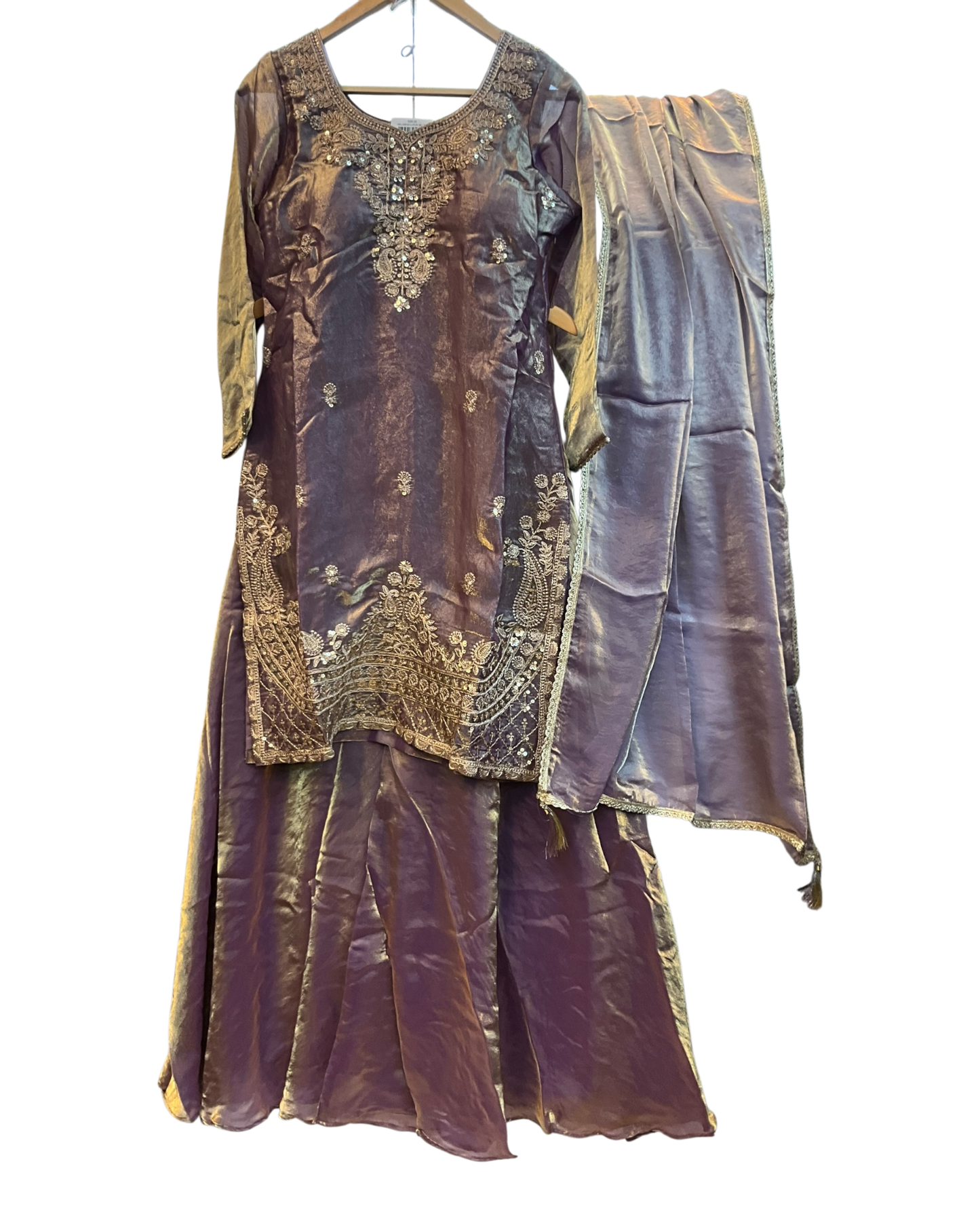 UK 20 / 46" - Purple - Ladies Sharara / Palazzo Trousers Suit - UK Stock - Sangeet / Henna / Weddings - HEL22010 VJ