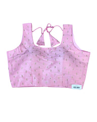 Pink - Dupion Silky Saree / Lehenga blouse - 38