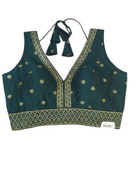 Petrol Blue - Dupion Silky Saree / Lehenga blouse - 38