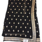 Black - Chiffon - Party Wear Embroidered Saree with Blouse Piece - SP2504008 VY