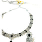Black - Small Size Silver Finish Necklace Set with Earrings - SJ05 08C25