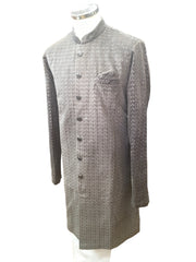 Bullet Grey with Self Sequins Fully Embroidered  Soft Sherwani Set - UK Stock - 24h Dispatch - Spark20 JY 0324