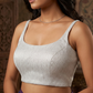 36" / UK 10 - Silver Grey - Rich Designer Saree blouse with cups,  Sleeveless - UK Stock - Quick Delivery - RNK - R931-H