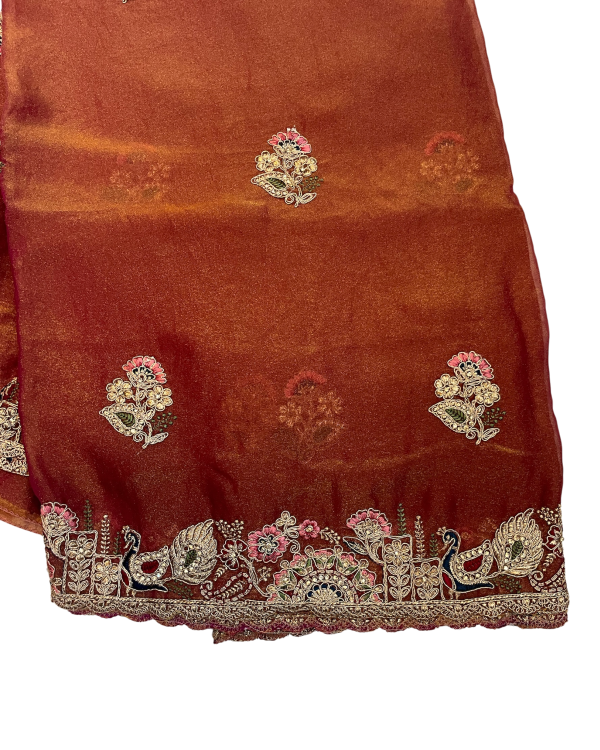 Rust / Orange - Fancy Party Saree with Blouse Piece - UK stock - 24hr Dispatch - LTF906 07VV26