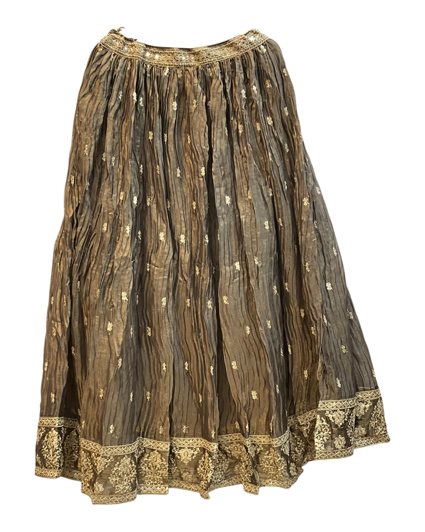 Size UK 12 (38" Bust) Adjustable to Size 14 - Antique Gold - Silky Lehenga Set - Mehndi / Sangeet / Bridesmaids / Weddings / Garba  - UK Stock - 24h Dispatch - JF10906 05PA26