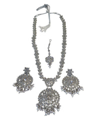 Silver & Pearls - Silver Finish Long Necklace set - Bollywood - Weddings - KAJ1047 11KA24