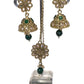 Green - Medium - Antique Gold Finish Necklace Set with Earrings - DAJ531 KY 0724
