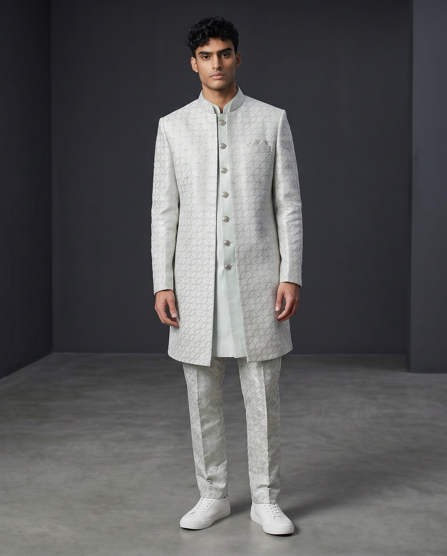 Pastel Grey - Mens Double Layered Sherwani / Indo-Western - Fantastic Value - KCS6625 06TT26