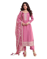Pink - Simple / Classy Silky Ladies Indian Salwar Suit with Rich Dupatta - Available in Sizes 12 & 18 - VF69091 VR 0924