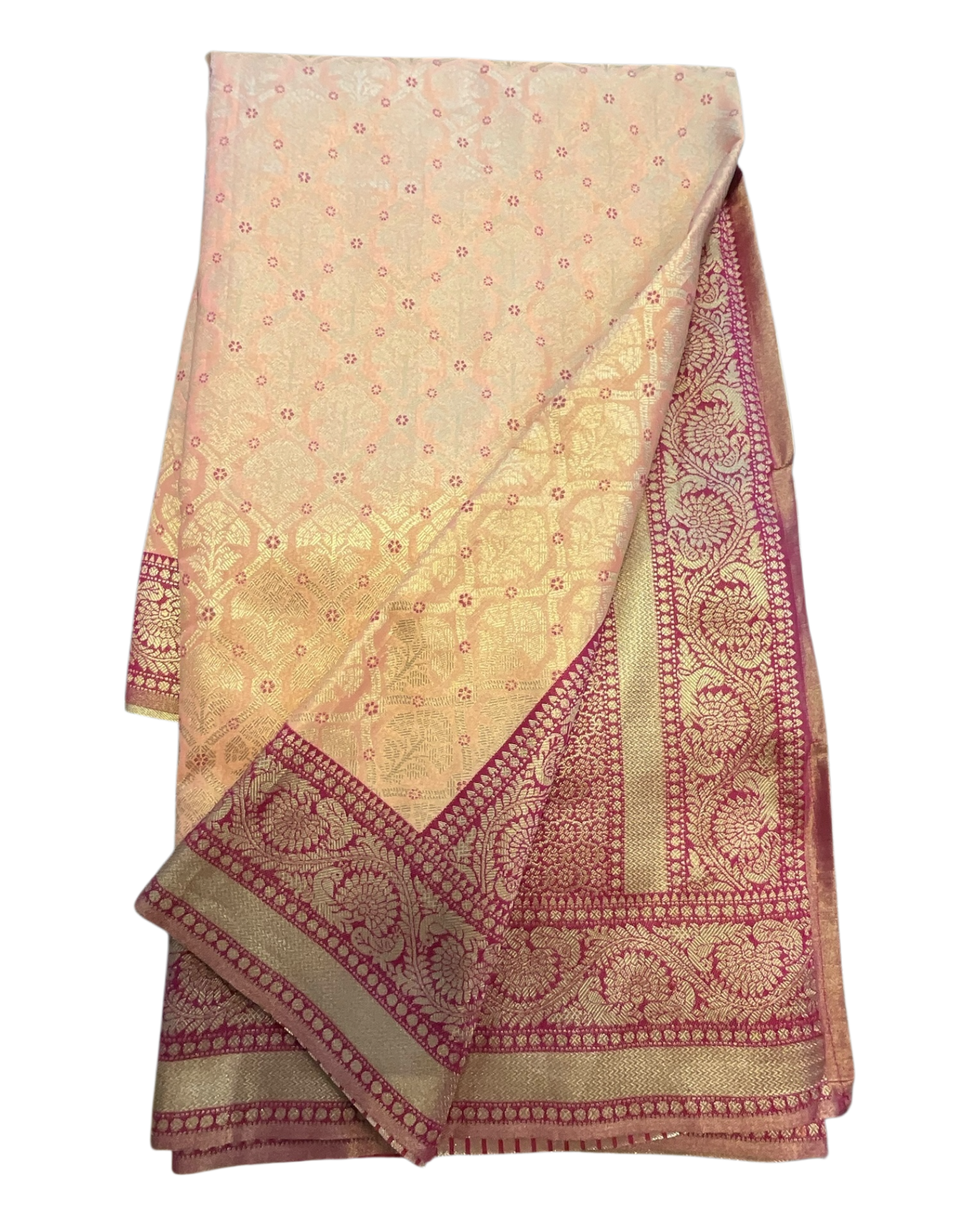 Coral / Purple - Silky Handloom Banarasi Saree with Blouse Piece -  12TY25 REW1050
