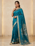 Turquoise Blue - Handloom Saree with Blouse Piece - UK stock - 24hr Dispatch - RT-BT004 07KJ26
